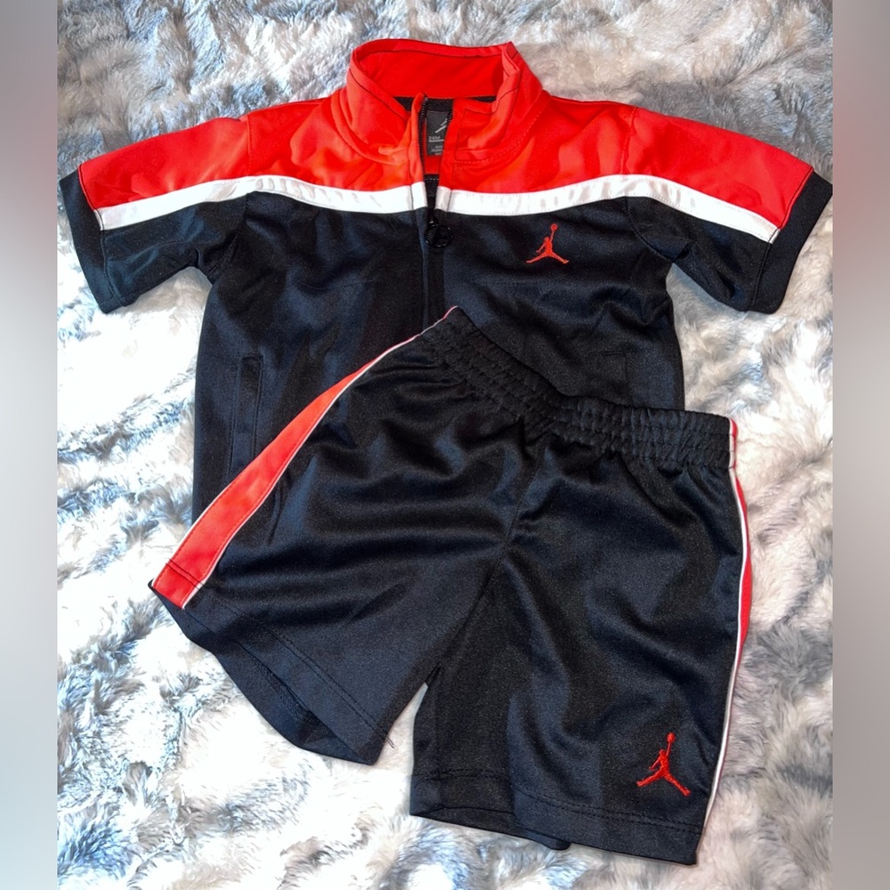 Jordan Short Set, Boys, Orange/Black/White, 24 mon